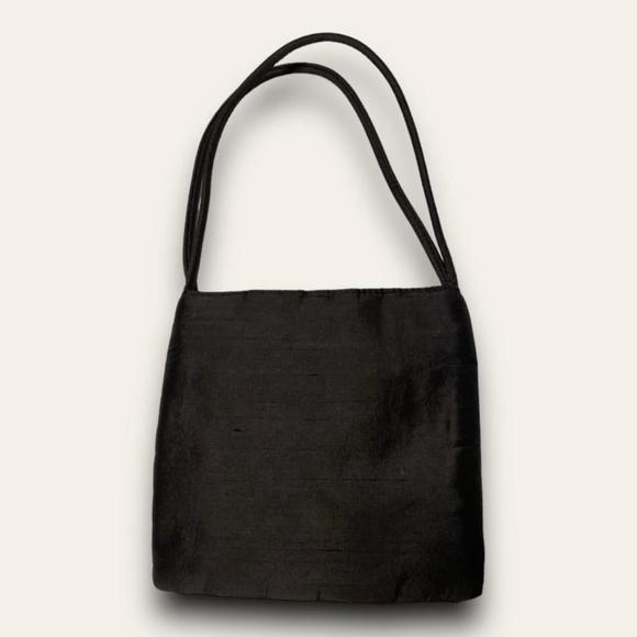 Vintage Black Embroidered Evening Shoulder Bag Sequins Whimsygoth 90s Ann Taylor - Picture 5 of 5